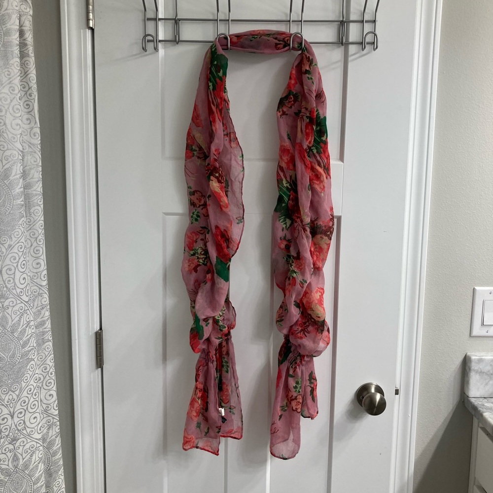 Pink Sheer Ruched Floral Scarf from Rue21